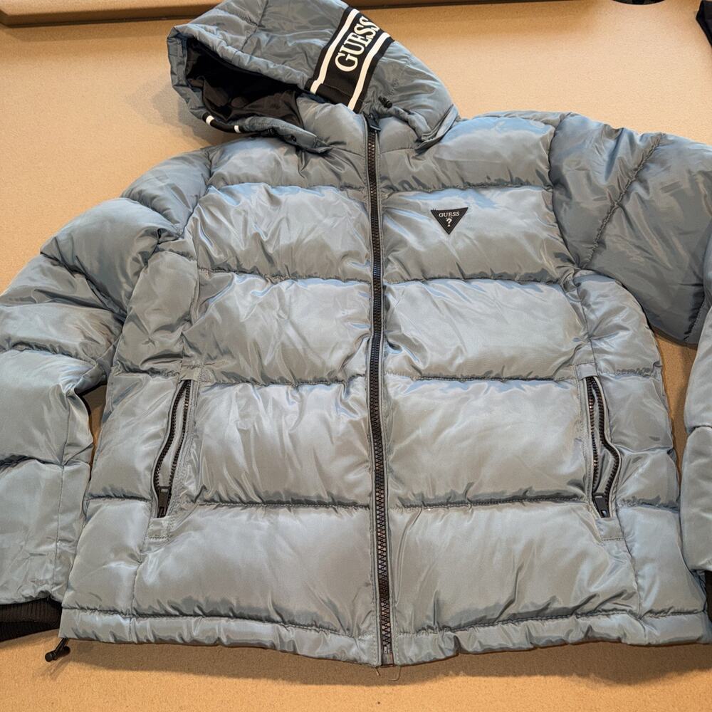 Guess Mens Midweight puffer jacket men gray Size L